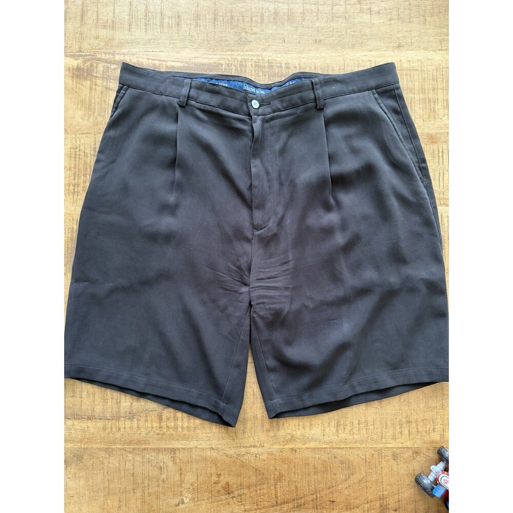 Men's Black Silk Shorts Size 40 Pleated Front Relaxed Fit‎ Resort Wear Island